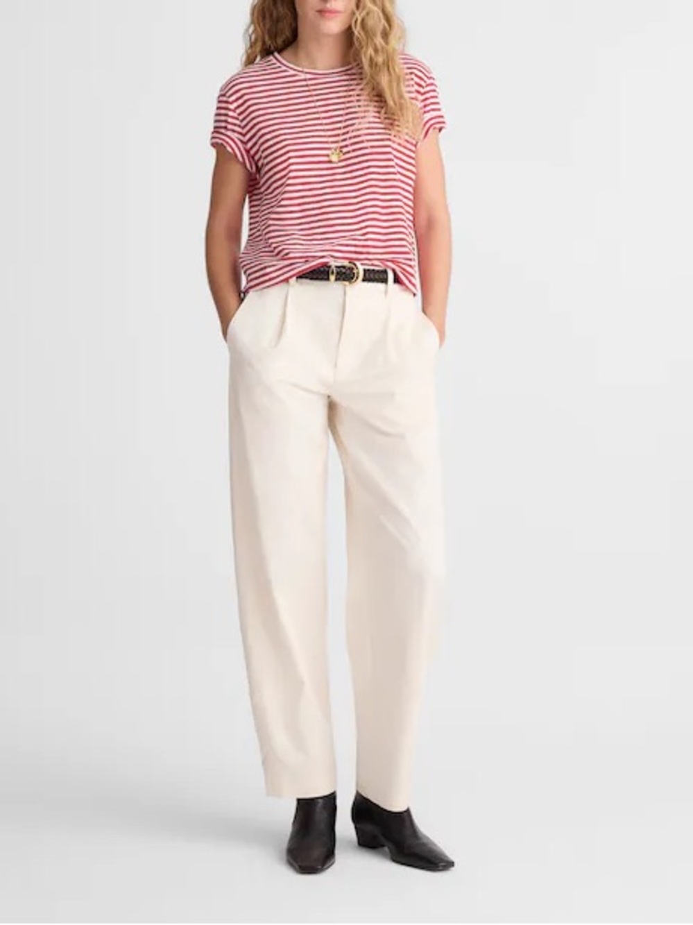 Madewell Barrel-Leg Drapey Twill Pants Vintage Ivory Size 8 NWT - Picture 2 of 12